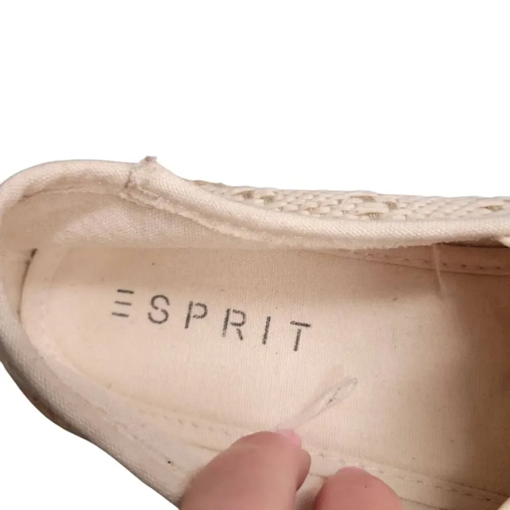 Esprit Nadine Fashion Sneaker Cream Crochet Comfy Loafer Espadrille Shoe - Picture 9 of 10